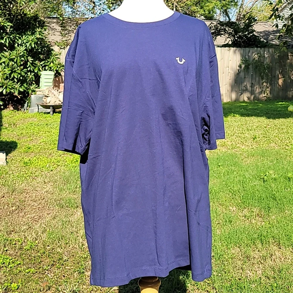 True Religion Graphic T-Shirt Size XXL Blue/White